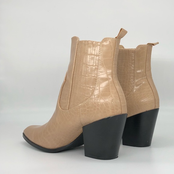 Catherine Malandrino ZOLIAN Ankle Boot Crocodile Embossed Leather Upper in Nude - Picture 4 of 8